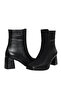 Black Leather Women's Heeled Boots - 3