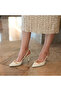 Mink White Leather Knitted Open Back Women's Heeled Shoes