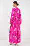 Women's Patterned Long Hijab Dress 2585 - Y.Fuchsia - 6