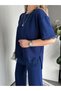 Egzoti̇k Asorti̇k Women's Short Sleeve Baseb Size Blouse with Lace Sleeves, Including Sleeves on the Sleeves, Hem, and Pants, and La on the Waist. - 3