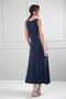 Women's Round Neck Side Slit Slit Stretch Fabric Long Dress - 4