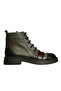Black Leather Combination Women's Lace-Up Casual Boots