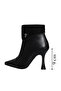 Black Leather Women's Heeled Boots - 5