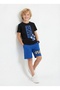 Round Neck Skate Print Detailed Summer Boys' Top and Bottom Set - 4