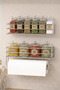 Adhesive Spice Rack Set of 2 Metal Paper Towel Holder Chrome Spice Stand Kitchen Shelf Organizer Chrome