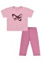 Girl's Butterfly Embroidered Set for Ages 6-9 - Pink - 3