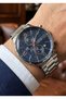 Men's Silver Metal Cord Blue Dial Multifunction Wristwatch 2 Year Warranty