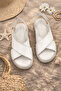 Lara Beyaz Genuine Leather Women Sandals - 4