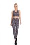Women's Black Patterned Sportsman Fitness High Waist Leggings Bustier 2-Piece Set - 7