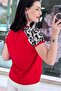 Leopard Paneled Mercerized Knitwear Blouse 6Y056 - 2