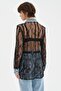 Women's Lace and Denim Fabric Paneled Design Jacket Shirt - 3