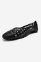 Elvaris Black Knitted Patterned Women's Ballet Flats Shoes - 6