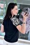 Leopard Paneled Mercerized Knitwear Blouse 6Y056 - 2