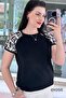 Leopard Paneled Mercerized Knitwear Blouse 6Y056