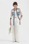 Women's Lace and Denim Fabric Paneled Design Jacket Shirt - 4