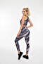 Women's Black Gray Patterned Sports High Waist Leggings Bustier 2-Piece Set - 6