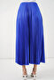 8009 Leather-Look Pleated Skirt - Cobalt - 7