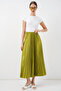 8009 Leather-Look Pleated Skirt - Fat Green - 5
