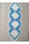 Hand Knitted White Blue Floral Long Bath Washcloth