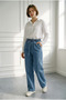Women's Jeans with Elastic Waist Denim Trousers-Blue - 3