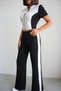 Women's Judge Collar Zipper Top and Bottom Set Paneled Cropped Modal - 6