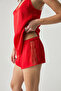 Viscose Satin Textured Lace Detailed Shorts Set - 4