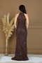 Full Beaded Boyundan Tie-Detail Long Evening Dress - Brown - 7