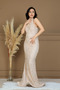Full Beaded Neck-To-Toe Tie-Detail Long Evening Dress - Gold - 5