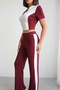 Women's Judge Collar Zipper Top and Bottom Set Paneled Cropped Modal - 6