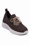 Women's Knitwear Sneakers Glitter Detailed Lightweight Comfort Sole Stone Laced Casual Sports Shoes Melia Brown - 3