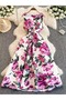 Women's Elegant -Line Maxi Dress with Cinched Waist & V-Neck -Medium Size - 2