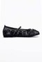 Women's Mesh Ballet Flats Beret Flower Embroidered Stone and Sequin Detailed Evening Dress Ballet Flats Galina Black - 2