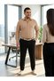 Big Size 100% Cotton Sile Fabric Relaxed Beige Men's Shirt - 2
