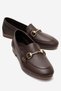 Genuine Leather Women's Coffee Buckled Ballet Flats Gloria