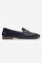 Genuine Leather Women's Navy Blue Buckled Ballet Flats Gloria - 3