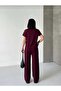 Modal Fabric Stone Detailed Shirt Collar Soft-Textured Comfortable Tracksuit Set - 7