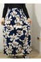 Elastic Waist, Vivid Colorful Patterned Viscose Press Fabric Maxi Length Skirt, Prayer Skirt, Size 36-48