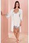 Women's Combed Cotton Lace Detailed Strappy Nightgown-Shorts-Dressing Gown 4-Piece Pajama Set