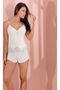 Women's Combed Cotton Lace Detailed Strappy Nightgown-Shorts-Dressing Gown 4-Piece Pajama Set - 2