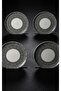 Modern Porcelain İnci 4-Piece Cake Plate Set 19 cm Black and White - 4