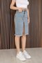 Women's Mini High Waist Front Slit Denim Jean Skirt Bnj-486 - 7