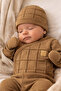 Organic Baby Boy Square Patterned 5-Piece Jumpsuit Hospital Release Newborn Outfit Baby Bib - 2