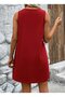 Women's Strappy V-Neck Wide Cut Detailed Short Janjan Crepe Dress - 5