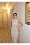 Long Dress with Double Fabric Accessories - 7