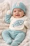 Organic Male Baby Fish Patterned 5-Piece Jumpsuit Hospital Release Newborn Outfit Baby Bib - 4
