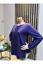 Women's Middle Age and Above Round Neck Viscose Papatya Patterned Stone Mother Combed Cotton Blouse - 2