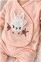 Organic Baby Girl Print Rabbit Patterned 5-Piece Jumpsuit Hospital Release Newborn Outfit Baby Bib - 7