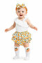 Baby Girl Orange Patterned Ruffle Shorts and White Single Sleeve and Felted Socks Set