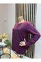 Women's Embroidered Shoulder Stone-Embellished Burgundy Mother's Combed Cotton Blouse for Middle Ages and Above - 3