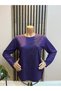Women's Embroidered Shoulder Stone-Embellished Burgundy Mother's Combed Cotton Blouse for Middle Ages and Above